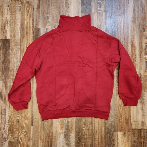 Women's Burgundy Half-Zip Sweatshirt - Picture 5 of 6